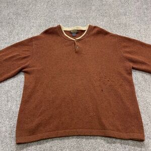 Vtg Woolrich brown button henley sweater